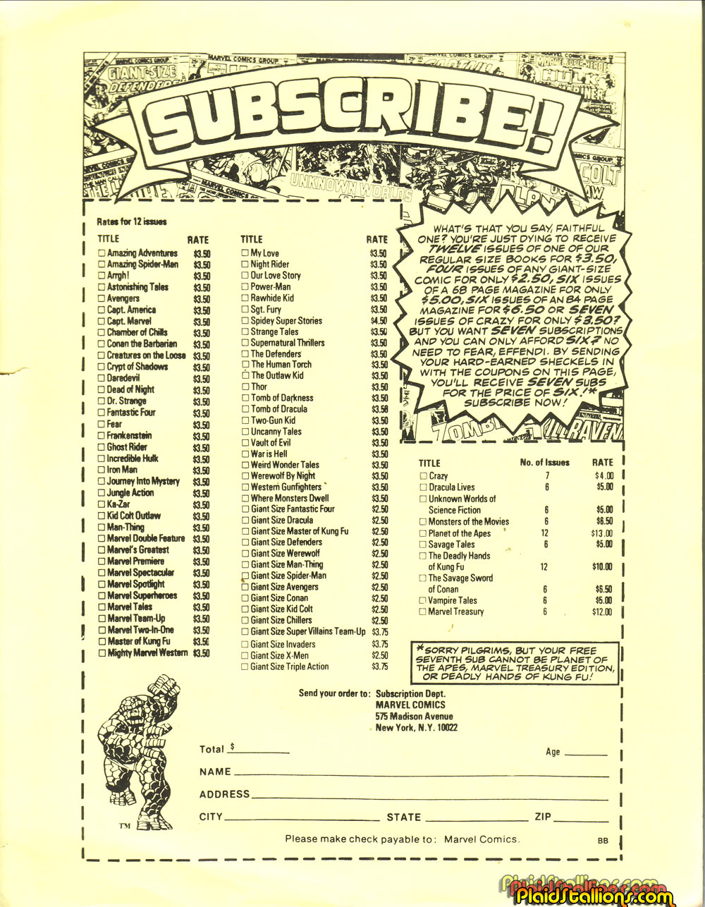 1975 Marvel Mail Order Catalog