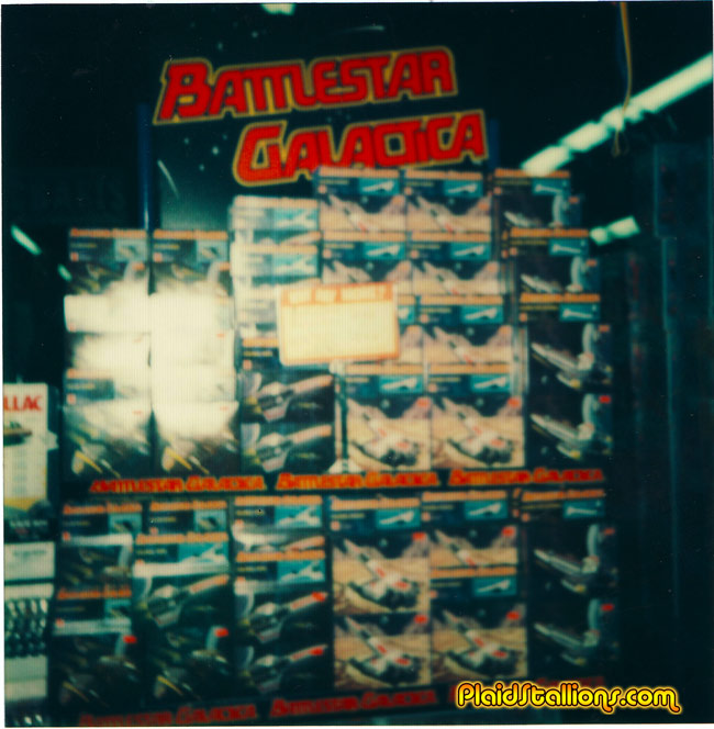 a big display of Mattel Battlestar Galactica toys
