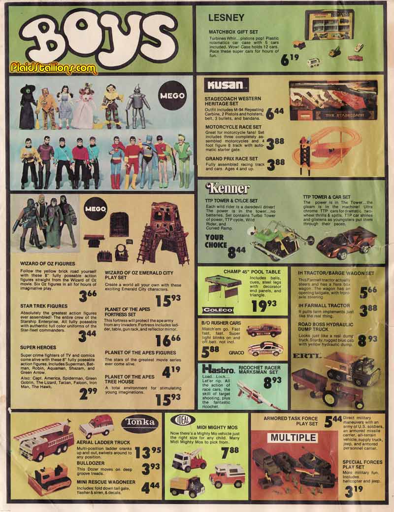 Mego Action Figures including Star Trek and Planet of the Apes