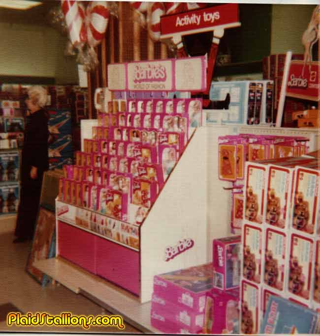 Vintage Toy store photos featuring Barbie and Battlestar Galactica