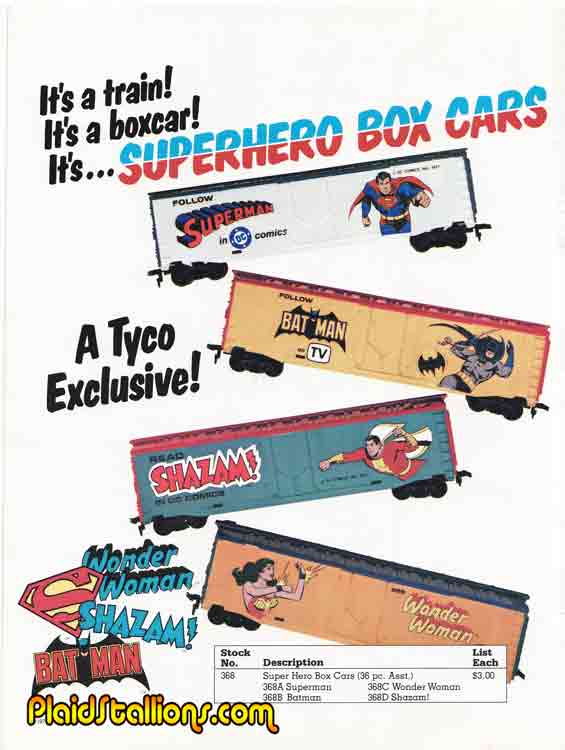 Tyco Superhero Train cars